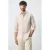 Mango Man slim casual overhemd met linnen met krijtstreep beige