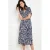 LOLALIZA gebloemde midi jurk donkerblauw