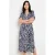 LOLALIZA gebloemde midi jurk donkerblauw