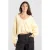 America Today sweater met open rug en plooien – lichtgeel
