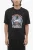 Bedrukt slim fit ROCK BAND ZODIAC CANCER T-shirt met ronde hals in zwart