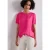 Street One Dames Blouse met ronde hals en korte pofmouwen in Pink