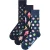 3-Pack Unisex Funky Design Cadeausokken Set – Marineblauw