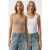 Vierkante Kraag Ribbel Slanke Pasvorm Mouwloze Blouse