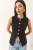Getailleerde Mouwloze Knopen-Front Vest met Ronde Hals