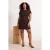 Trendyol Curve Dames Bruin Gestreept Kort / Mini Kort Bodycon Grote maten Jurk