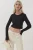 Elastische Crew Neck Lange Mouwen Cropped Top