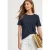 Street One Dames Basic Shirt met ronde hals in Unifarbe in Blauw