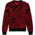 The Kooples Round-neck Sweater In Zeber Jacquard Black – Red