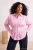 Trendyol Curve Dames Roze Gestreept Driekwart mouw Getailleerd Grote maten Overhemden