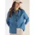 Cecil Dames Blouse met overhemdkraag in denimlook in Blauw