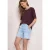Street One Dames Shirt met gebreide look en ronde hals in Rood