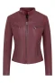 Dames bordeauxrode slim-fit leren bikerjack – Maldon