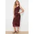TRENDYOLMİLLA Dames Bordeaux Abstract Maxi Mouwloos Avond / Dagelijks Bodycon Jurken