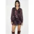 Patroon Tulle Jurk met Kantdetail, Riem en Rimpels