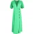 Ganni midi-wikkeljurk met pofmouwen in groene viscose