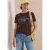 Cecil Dames Shirt met boothals en Wording Artwork in Bruin