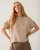 Summum Satin Jersey Mix Boxy Top 3s5330-30797 T-shirt Korte Mouw 708 Light Taupe