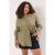 Trendyol Curve Dames Kaki Gestreept Lang Relaxed fit Grote maten Overhemden