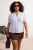 Trendyol Curve Dames Blauw Gestreept Kort Getailleerd Grote maten Overhemden