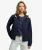 Gewassen Twill Jas met Capuchon Blauw