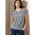 Cecil Dames Gedessineerd V-hals Shirt in Blauw