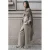 Mango wide leg regular waist broek met krijtstreep lichtbruin