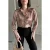 Geometrische Print Lange Mouwen Shirt met Knopen Sluiting