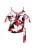 aleida Top  lichtblauw / donkerrood / zwart / wit