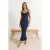 TRENDYOLMİLLA Dames Blauw Effen Maxi Mouwloos Strandkleding Bodycon Strandjurken