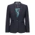 Dames getailleerde tweed marineblauwe geruite blazer wollen jas