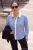 Trendyol Curve Dames Blauw Gestreept Lang Oversized Grote maten Overhemden