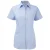 Russell Collection Shirt met korte mouwen in visgraatmotief voor dames/dames (Lichtblauw)