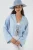 Viscose Blend V-Hals Lange Mouw Kimono met Binding Detail