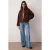 TRENDYOLMİLLA Dames Bruin Effen Lang Regular fit Sweatshirts