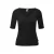Elastische geribde T-shirt met kantuitsnijding bij V-hals voor vrouwen QS