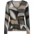 Abstracte geometrische print V-hals top met lange mouwen