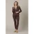 &Co Woman travelstof slim high waist casual broek donkerbruin