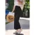 Broek met Wide Leg pijpen en geribbelde structuur