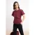 TRENDYOLMİLLA Dames Bordeaux Effen Kort Regular fit T-shirts