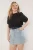 Trendyol Curve Dames Zwart Effen Kort Regular fit Grote maten Blouses