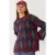 Crew Neck Slit Brei Sweater in Baklava Patroon