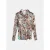Mucho Gusto Zijden blouse blouse livorno beige met slangenprint en kleurrijke broches