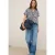Cecil Dames Gedessineerde blouse met gespleten hals in Blauw