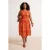 Trendyol Curve Dames Oranje Bloemen Midi Kort Blousejurk Grote maten Jurk