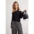 TRENDYOLMİLLA Dames Zwart Effen Lang Oversized Sweatshirts
