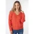 EsQualo Sweater Cables V-neck Red Clay