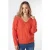 EsQualo Sweater Cables V-neck Red Clay