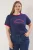 Trendyol Curve Dames Donkerblauw Slogan Kort Regular fit Grote maten T-shirts