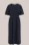 WE Fashion – Dames jersey midi T-shirt jurk met strikceintuur – Curve – Regular fit – Donkerblauw – Viscose – Plus Size